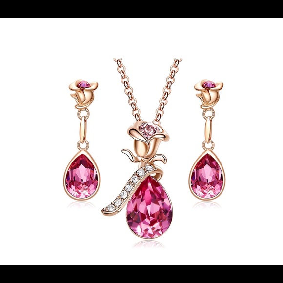 18k Rose Gold Necklace and Earring Set - Picture 2 of 3